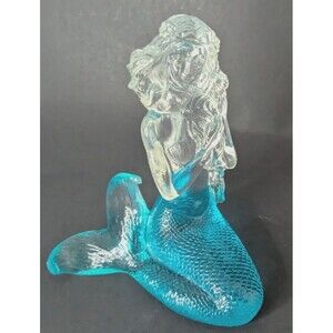 Transparent & Blue Acrylic Mermaid Figurine Mythical Fantasy Nautical Tropical